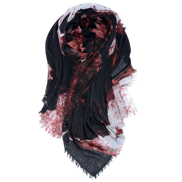 

large size 100%goat cashmere women fashion retro printed scarfs shawl pashmina small tassel 100x200cm