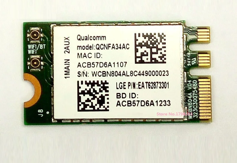 ,   Atheros QCNFA34AC 802.11AC NGFF M.2,  Wi-Fi  Bluetooth 4, 0 ,  2, 4 /5  433 /