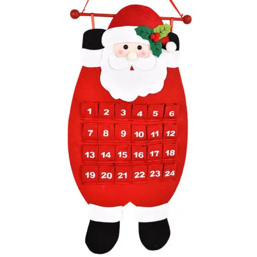 

Christmas Countdown Elk Snowman Advent Calendar Xmas Tree Hanging Ornaments