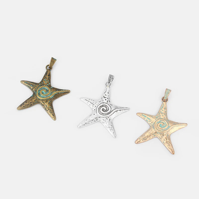 3 шт. Большие Подвески erdigris Patina Sprial Морская звезда для ювелирных изделий |