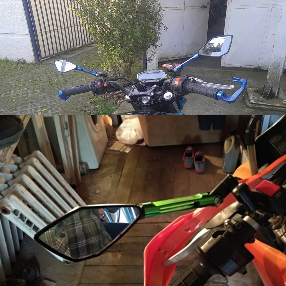 

CNC Aluminum Motorcycle Rearview Mirrors Blue Glass Rear View Side Mirror Universal for HONDA KAWASAKI YAMAHA KTM DUCATI APRILIA