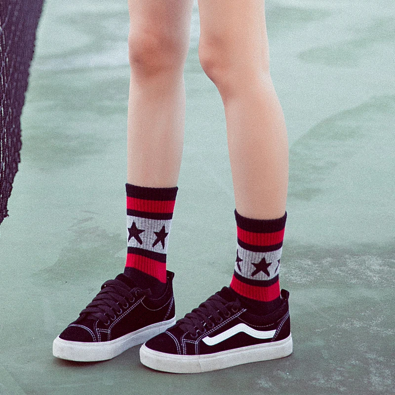 UNIKIWI. Шикарные женские носки в стиле преппи полоску со звездами для скейтборда