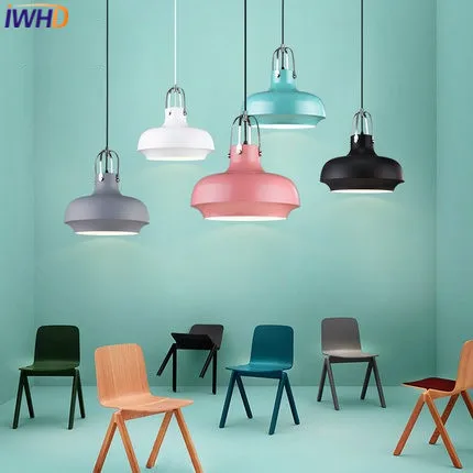 

IWHD Luminum Hanglamp Led Pendant Lights Home Lighting Fixtures Modern Color Hanging Lamp Dining Room kitchen Luminaire Lustre