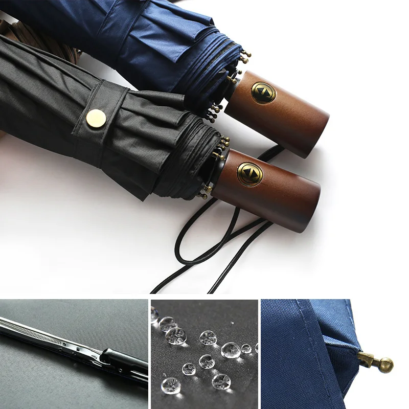 Отличный большой деревянный зонт для мужчин и женщин автоматический в деловом