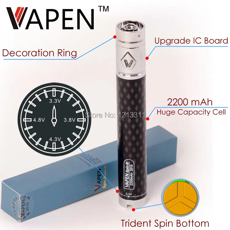 Top quality Vapen spin III ego 2200mAh twist battery vision spinner 3 variable voltage 2200 mAh upgrade for e cigarette | Электроника