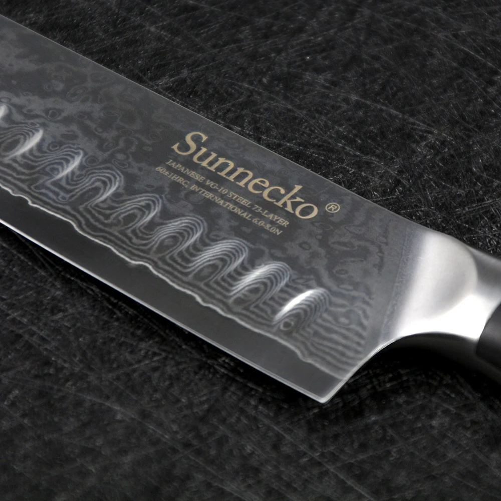 Кухонный нож сантоку SUNNECKO VG10 японская острая лезвия из стали дамасской огранки