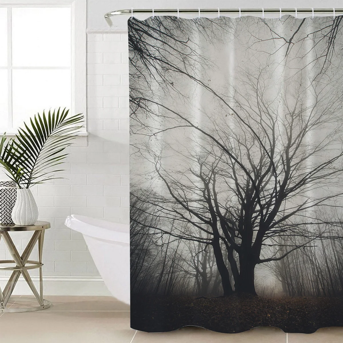 WARMTOUR Shower Curtain Branch Tree Forest Extra Long Fabric Bath Curtains Bathroom Decor with Hooks | Дом и сад