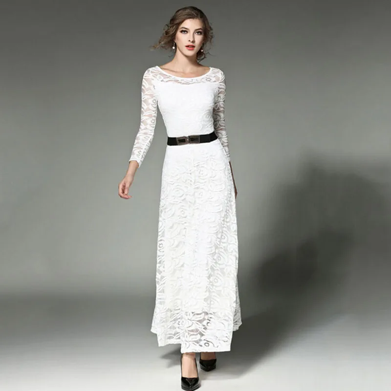 Vestidos короткое платье макси с длинным рукавом и вышивкой круглым вырезом длиной