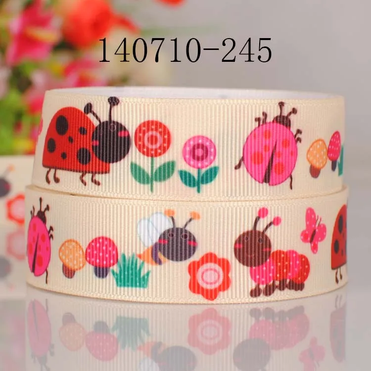 10 ярдов Различные размеры яркая лента с принтом божьей коровки из мультфильма