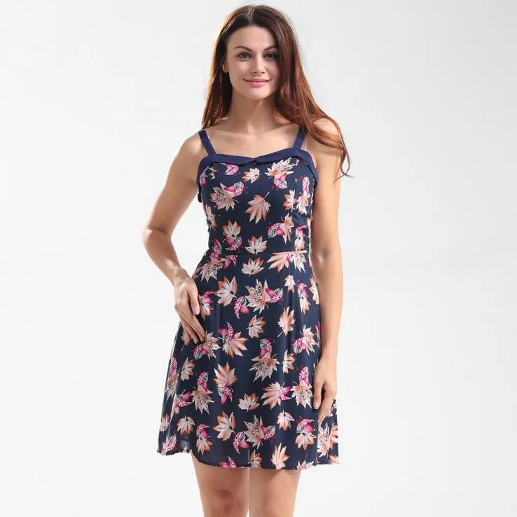 Бесплатная Доставка 2017 Новое Прибытие Sweet Женщины Лето Сексуальная Слинг Dress