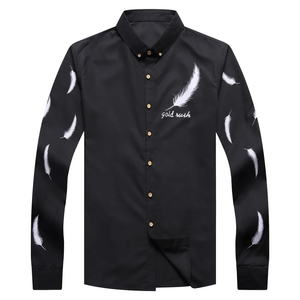 Хит продаж Новинка осени 2017 мужские рубашки с цветочным принтом длинным рукавом