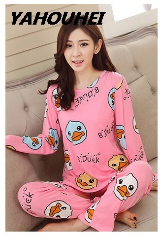 yatou pink Женские хлопковые пижамы hello kitty, комплекты ночного белья, мягкая Пижама женская ночная рубашка, модные стильные пижамные комплекты, Новое поступление PJM004 - Цвет: yatou pink