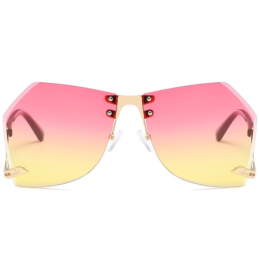 Большие солнцезащитные очки для женщин без оправы фирменный дизайн элегантная