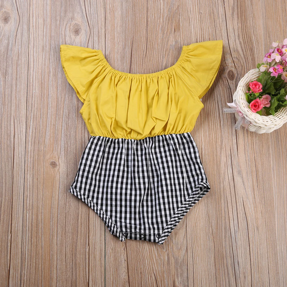 Лето 2017 г. детский клетчатый комбинезон для маленьких девочек кружевной