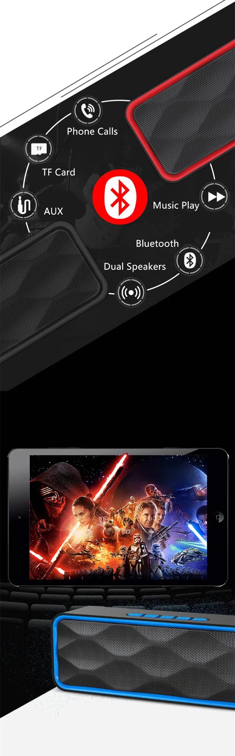 Поддержка TF карты fm-радио Bluetooth динамик s портативный беспроводной динамик для ПК для телефона сабвуфер стерео