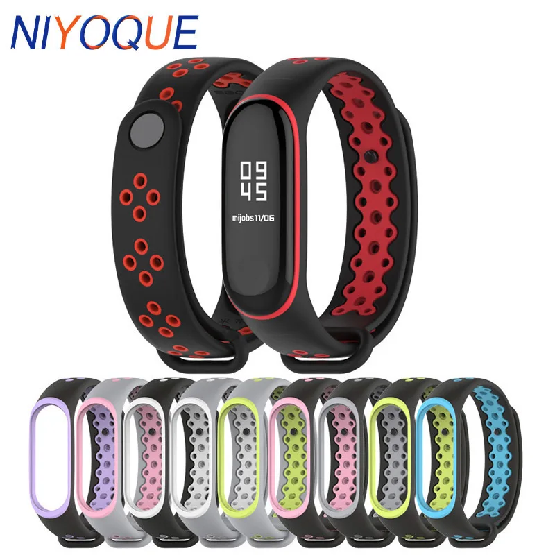 Браслет NIYOQUE для Mi Band 3 4 модный двухцветный ремешок с узором защиты сменный Для