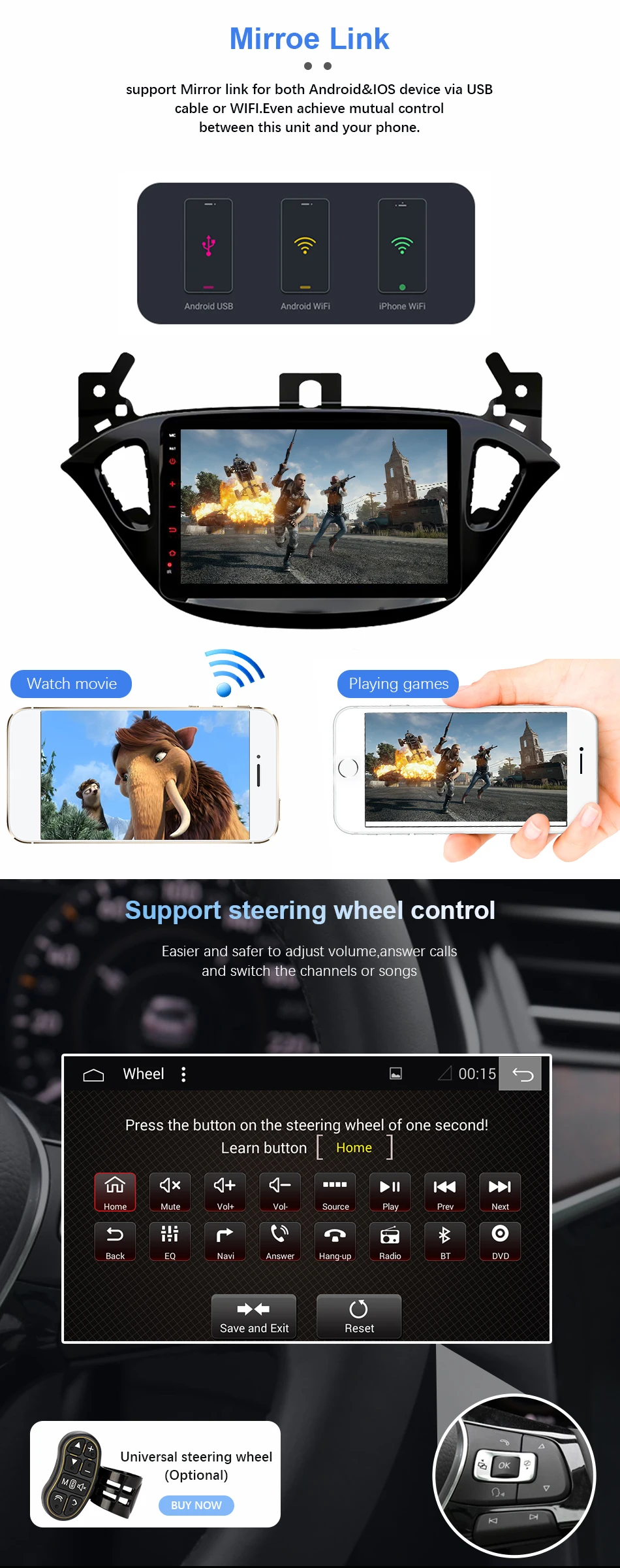 Eunavi 2 din радио 4G+ 64G android 9,0 автомобильный dvd для Opel Corsa E gps Navi wifi стерео PX6 2,0 ГГц 8 ядер