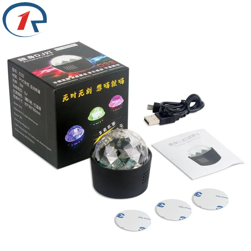 ZjRight USB 5V перезаряжаемая батарея музыкальное Звуковое управление RGB LED Вечеринка