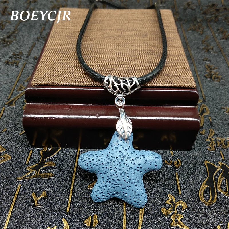 BOEYCJR голубая звезда лава искусственная цепь Винтажные Ювелирные изделия ручной