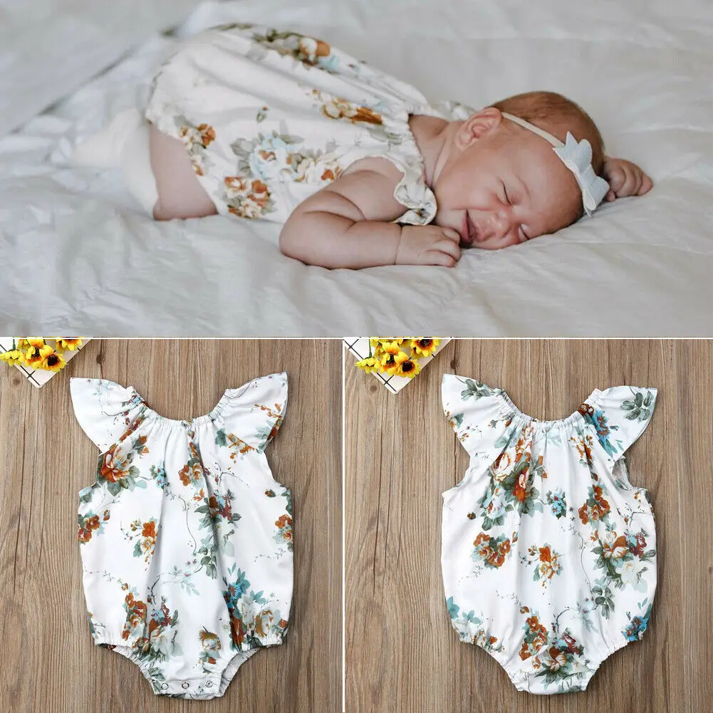 

Pudcoco 2019 Summer Kids Clothes Newborn Infant Baby Girl Bodysuit Ruffle Floral One Piece Jumpsuit Sunsuit Cotton Outfits