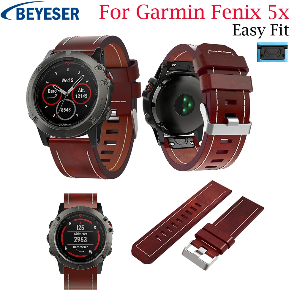 

Leather Watch Band Strap For Garmin Fenix 5X/5X Plus Bracelet Belt 26MM For Garmin Fenix 3 Fenix 5X Band Quick Release wristband