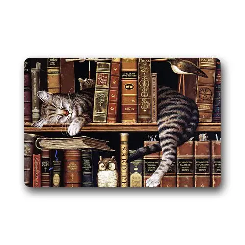 Память дома забавный кот спящий на книжной полке индивидуальные Нескользящие