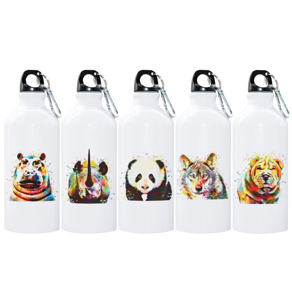 Hippo Panda Wolf Tiger Giraffe Zebra Squirrel Wild Animals Themed Water Bottle 600ml for Outdoor Sport Biking Hiking Camping | Дом и сад