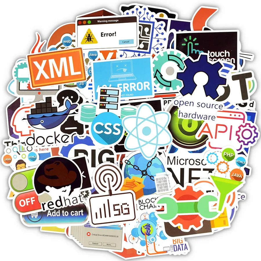 100 шт языковая наклейка для интернет-программирования s Java html-логотип забавная Водонепроницаемая наклейка для гиков хакеров для самостоятельного изготовления ноутбука телефона автомобиля
