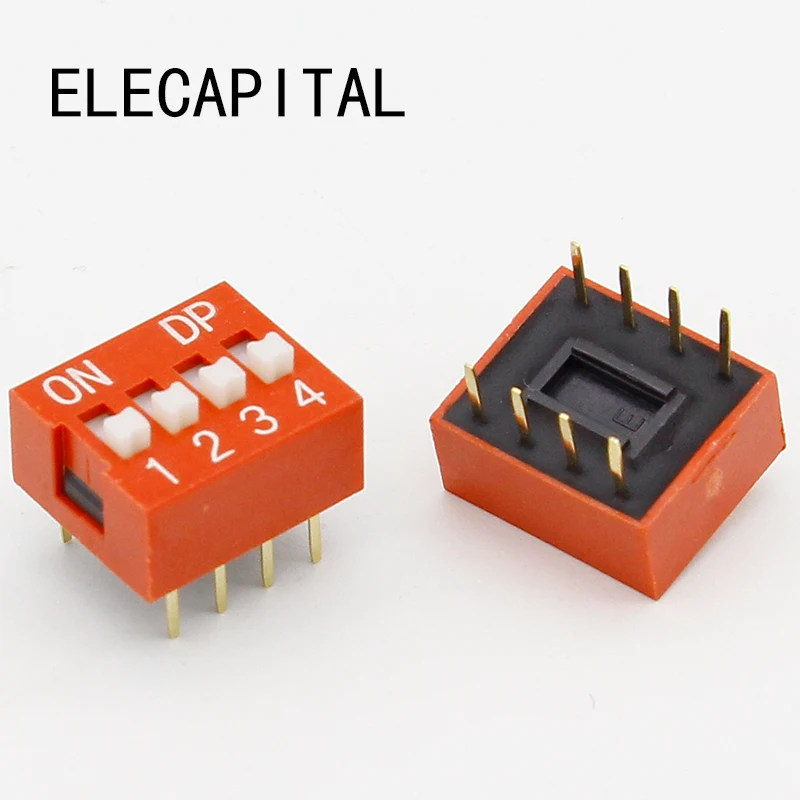 

IMC Горячее предложение 10 шт. 2 ряда 8 Pin 4P Позиции 2,54 мм Шаг DIP переключатель красный