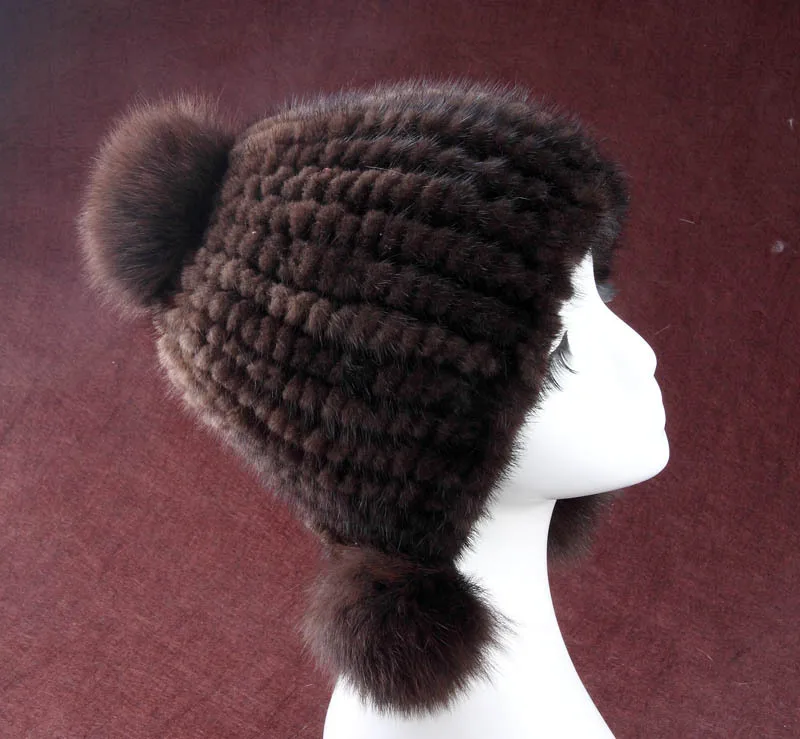 Женская шапка из меха норки с помпоном лисьего зимняя ушанка новые Брендовые