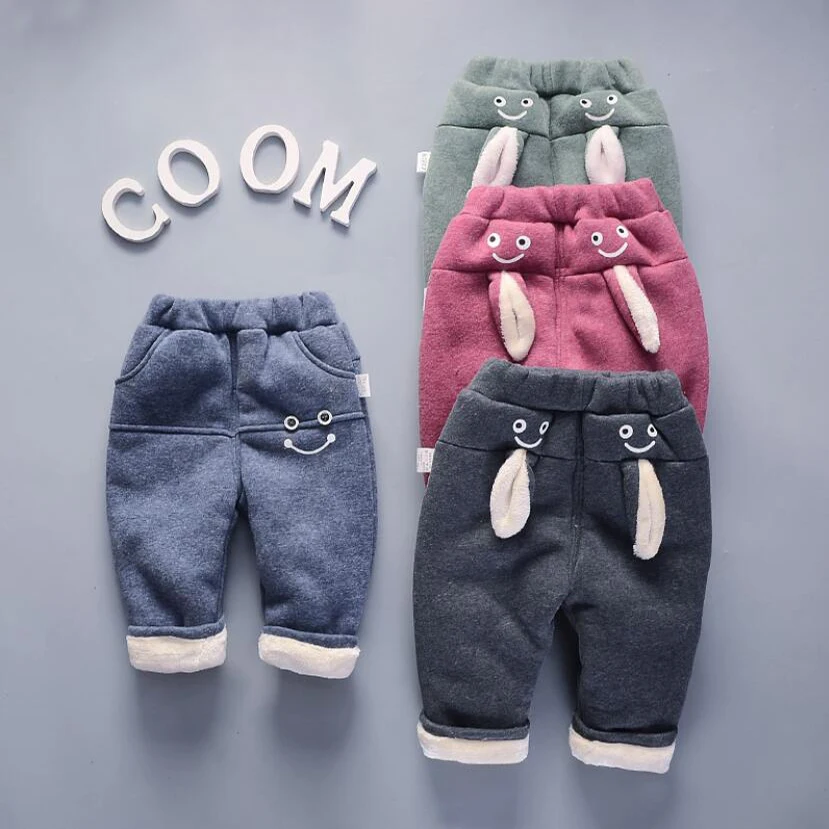 Baby girls pants boys winter plush trousers kids super warm long 1-4Y baby velvet cotton thickening new born cute | Мать и ребенок