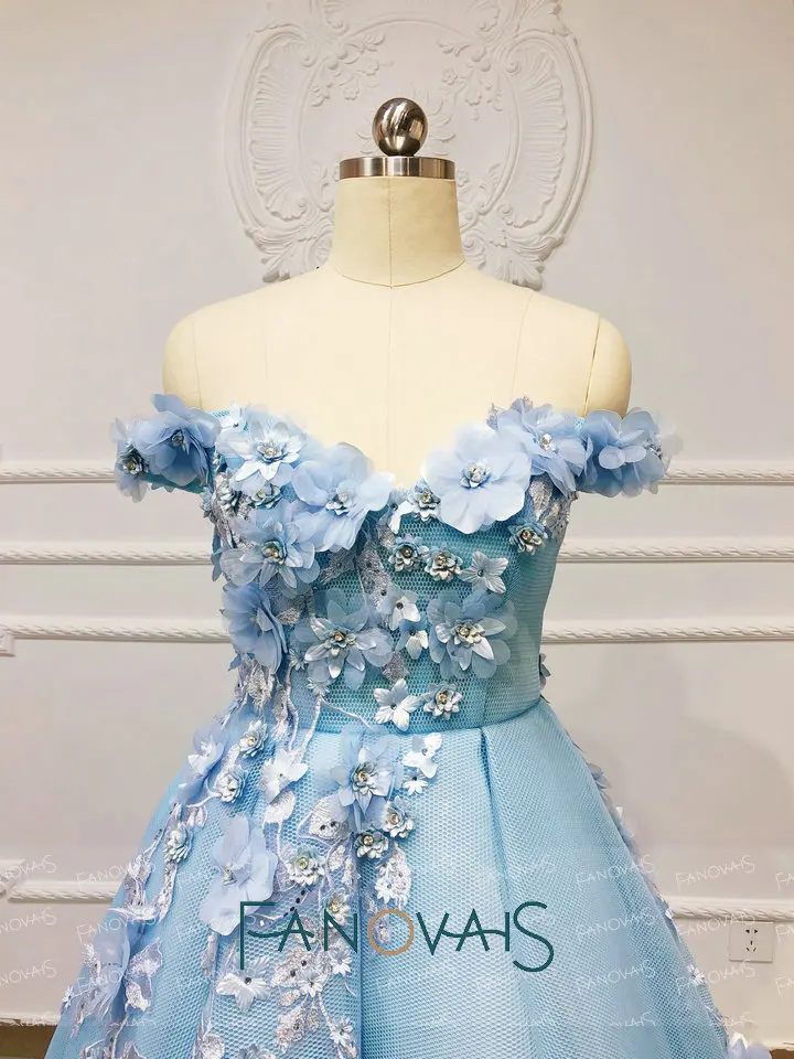 Light Blue Evening Dresses Off Shoulder Vestido De Fiesta 2019 Elegant Prom Dress for Women Formal Gown | Свадьбы и торжества