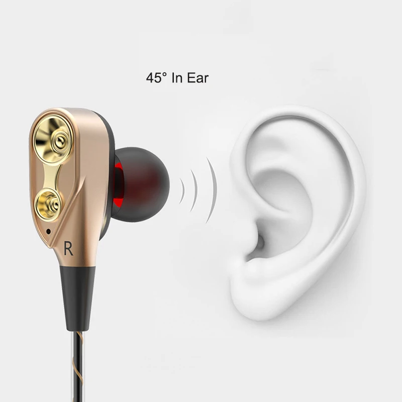 HCQWBING стереонаушники Hi Fi в ухо наушники двойные динамические профессиональные