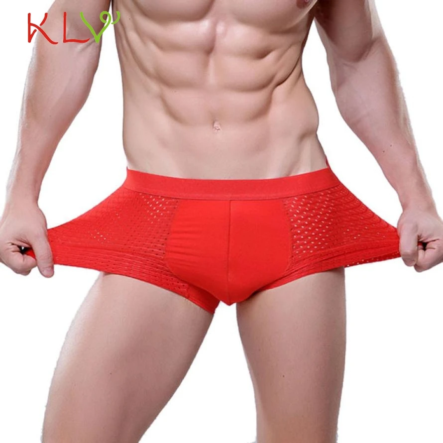 Боксеры мужские прозрачные нижнее белье шорты из модала сетчатые пикантные