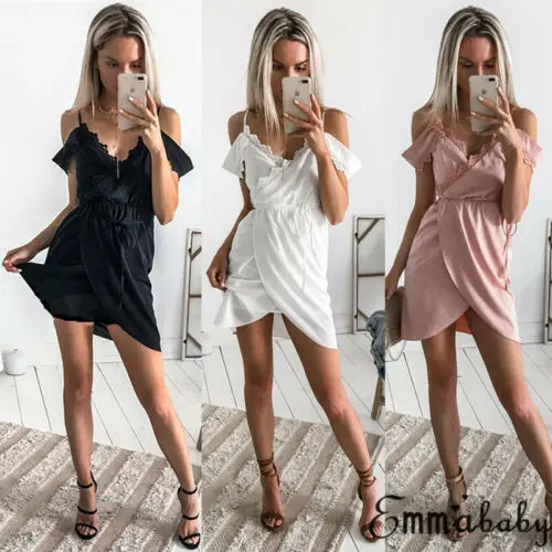 2019 Women arrival Summer Short Mini Dress Casual Sleeveless V Neck | Женская одежда