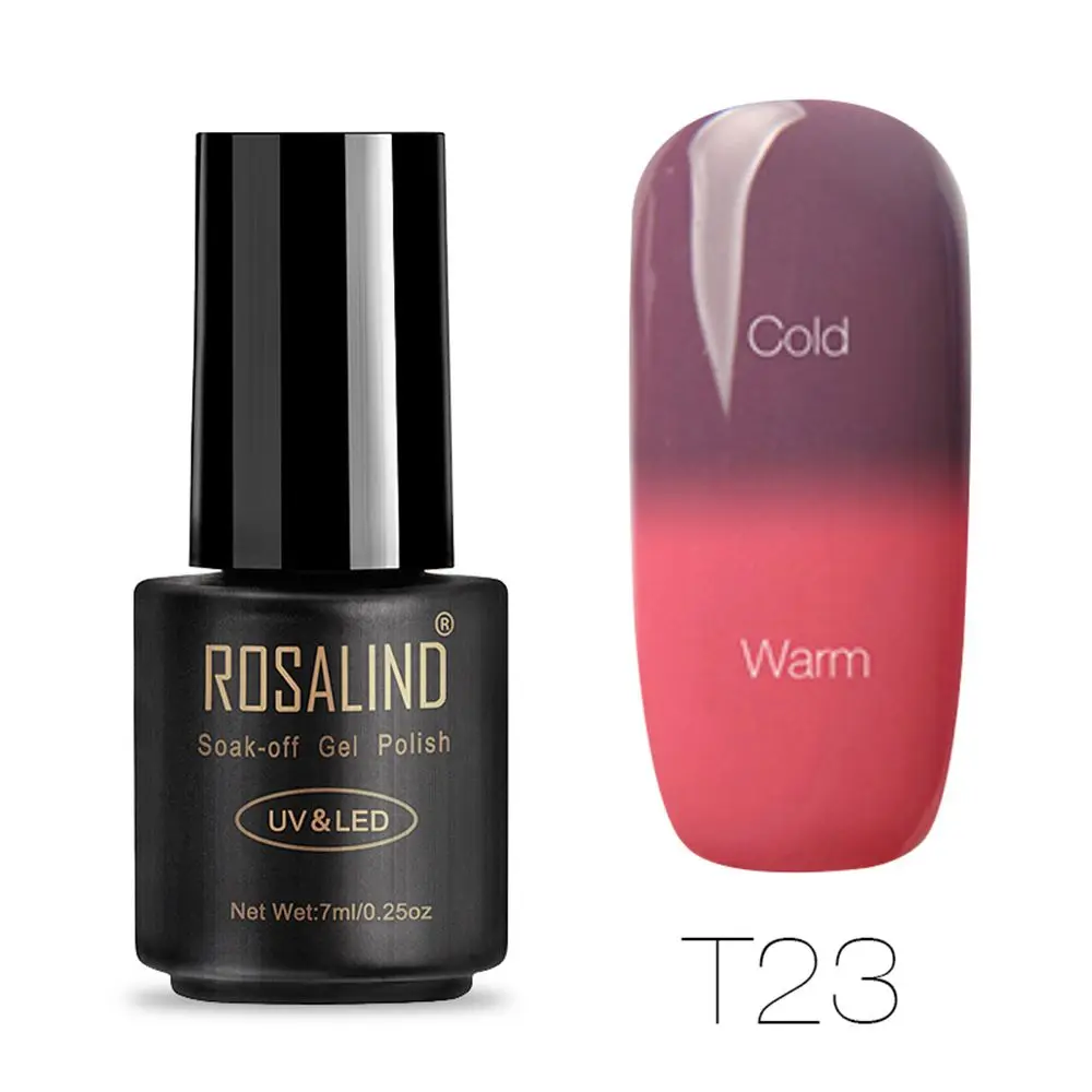 23 ROSALIND термальный лак для ногтей Блеск Температура Изменение цвета Радуга УФ светодиодный гель маникюрный лак градиентный лак для ногтей - Color: 23