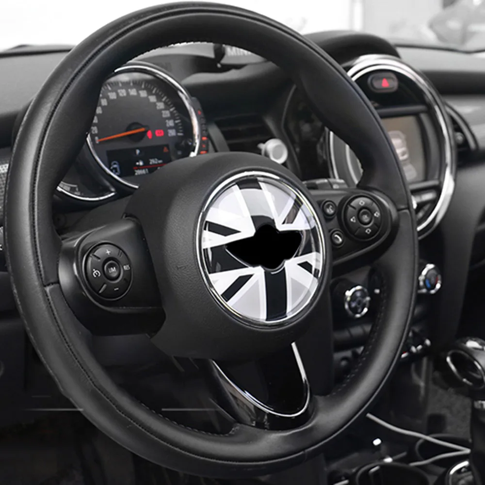 Фото Центральная наклейка на рулевое колесо Union Jack, наклейка, чехол для BMW MINI Cooper JCW F55 F56, украшение интерьера, автомобильный Стайлинг №2