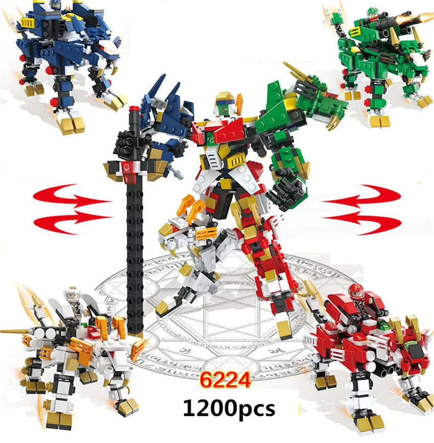1150pcs+ hsanhe mutil-change series 4 in 1 fighting robot blocks set lion cow space star bricks for children best gift | Игрушки и хобби