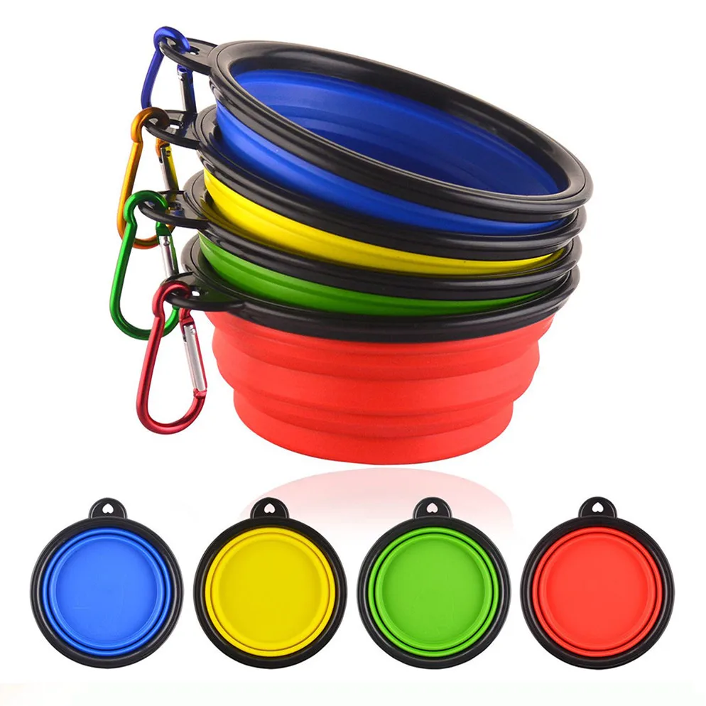 

2021 New Dog Bowl Portable Foldable Collapsible Silicone Pet Cat Dog Food Water Feeding Travel Bowl drop shipping