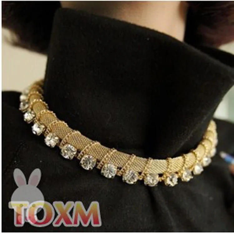 N051 new fashion jewelry European style big temperament ladies diamond necklace collar short paragraph|necklace leather|necklace tagnecklace bust |