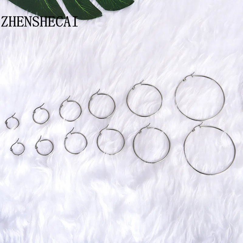 Женские серьги кольца e090 большие круглые серебристого цвета 15 30 мм/35 70