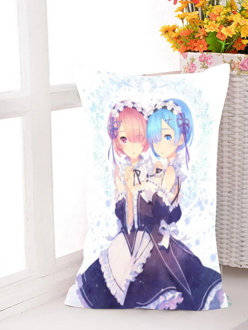 Домашний текстиль Re:ZERO Anime Rem & Ram полиэстер/микрозамшевая ткань/2WT 2way 45*35 см