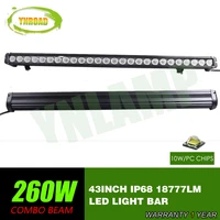 ynroad 43inch 260w single row led light bar driving offroad light spotfloodcombo 10v 70v 18777lm for 4x4 atv utv use ip68
