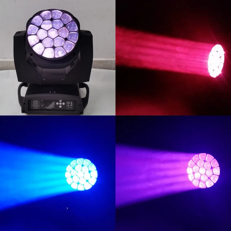 Новое поступление 19*15 Вт RGBW 4в1 Zoom Big Bee Eye Led Moving Head светильник для сцены события DMX512