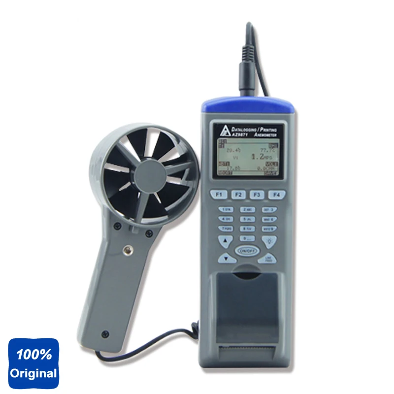 AZ-9871 Air Velocity Test Humidity Temperature Testing Wet Bulb Tester Flow Datalogger Recording with Printer | Инструменты