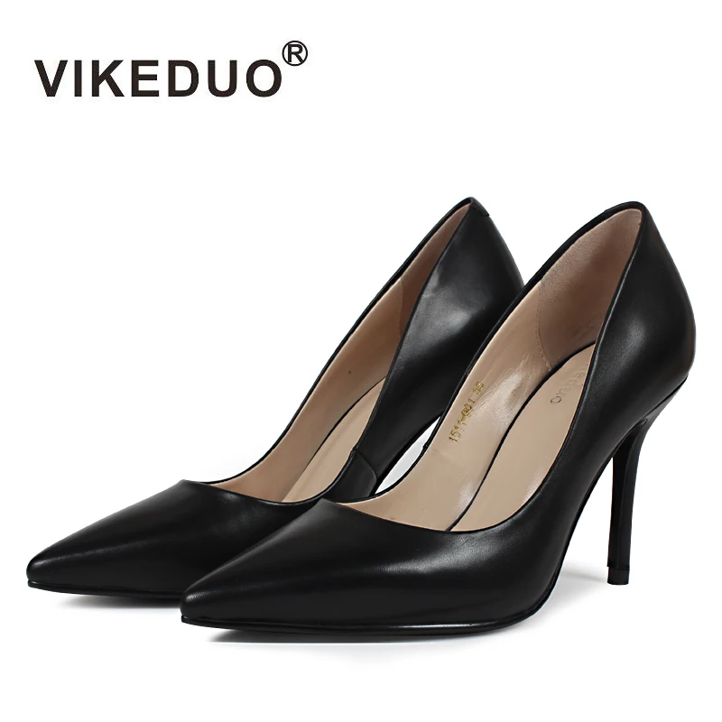 Классические черные туфли VIKEDUO из натуральной коровьей кожи с острым носком
