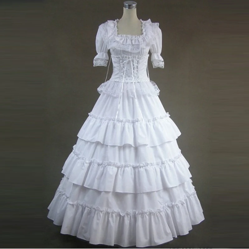 Женское винтажное длинное платье Лолита летнее в викторианском стиле Бандажное