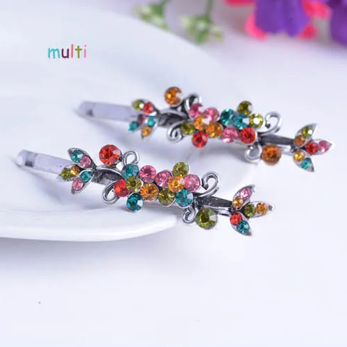 2PCS Retro Flower Hair Jewelry High Quality Crystal Rhinestone Hairpin Clip For Women |