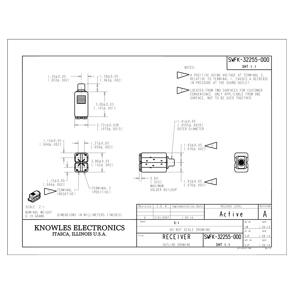2 шт. SWFK 32255 двойной твитер Knowles излучателю с уравновешенным якорем приемник