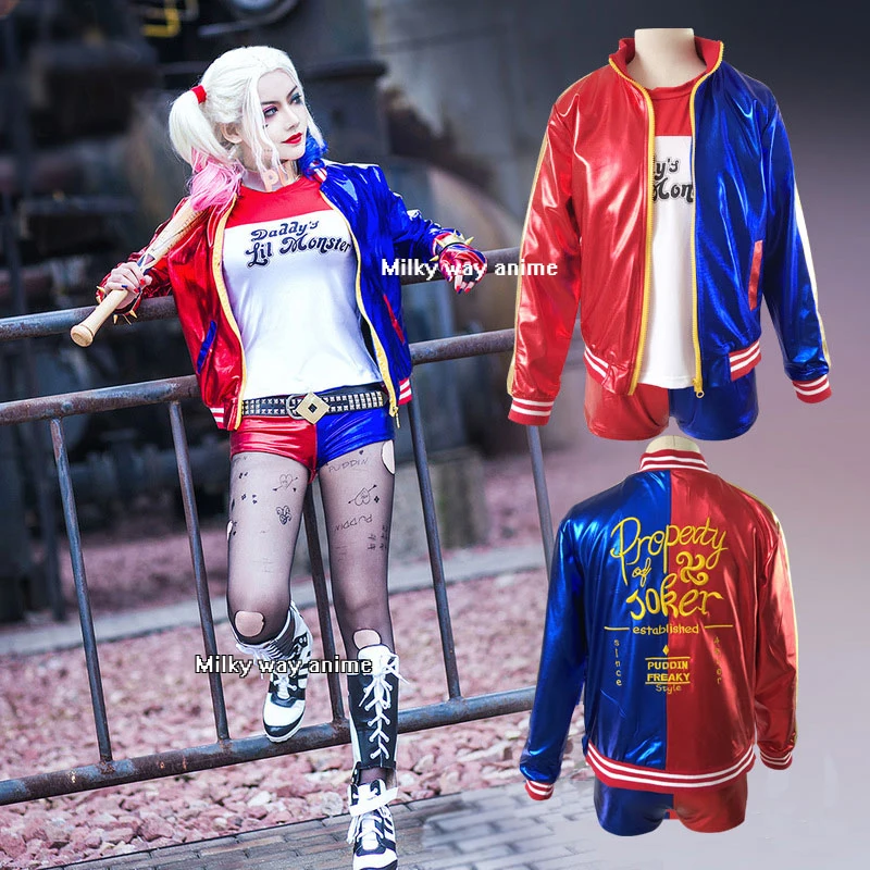 Milky Way Suicide Harley cosplay Costume пальто куртка шорты самоубийцы платье с перчатками костюм